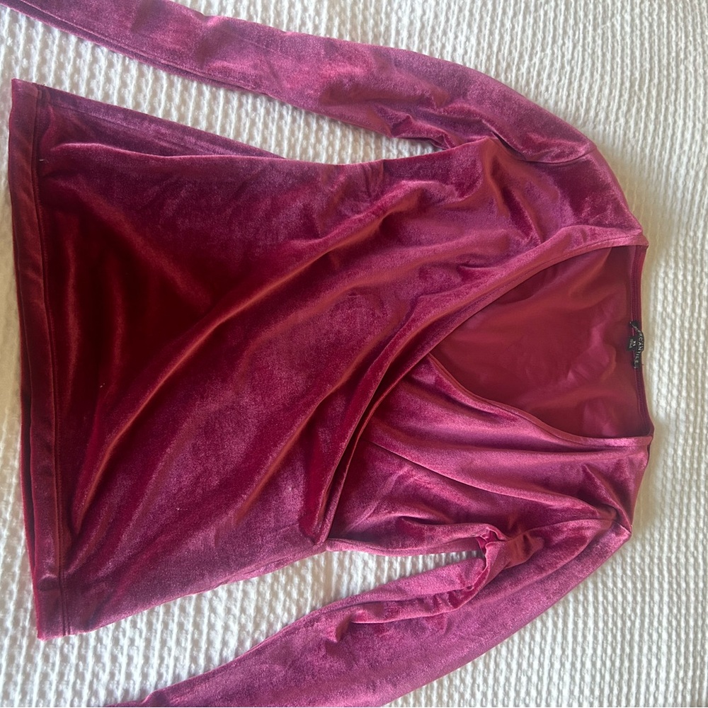 J. Crew Velvet Blouse in Rich Burgundy